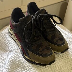 Steve Madden wedge Camouflage Sneakers with Red and Black Accents